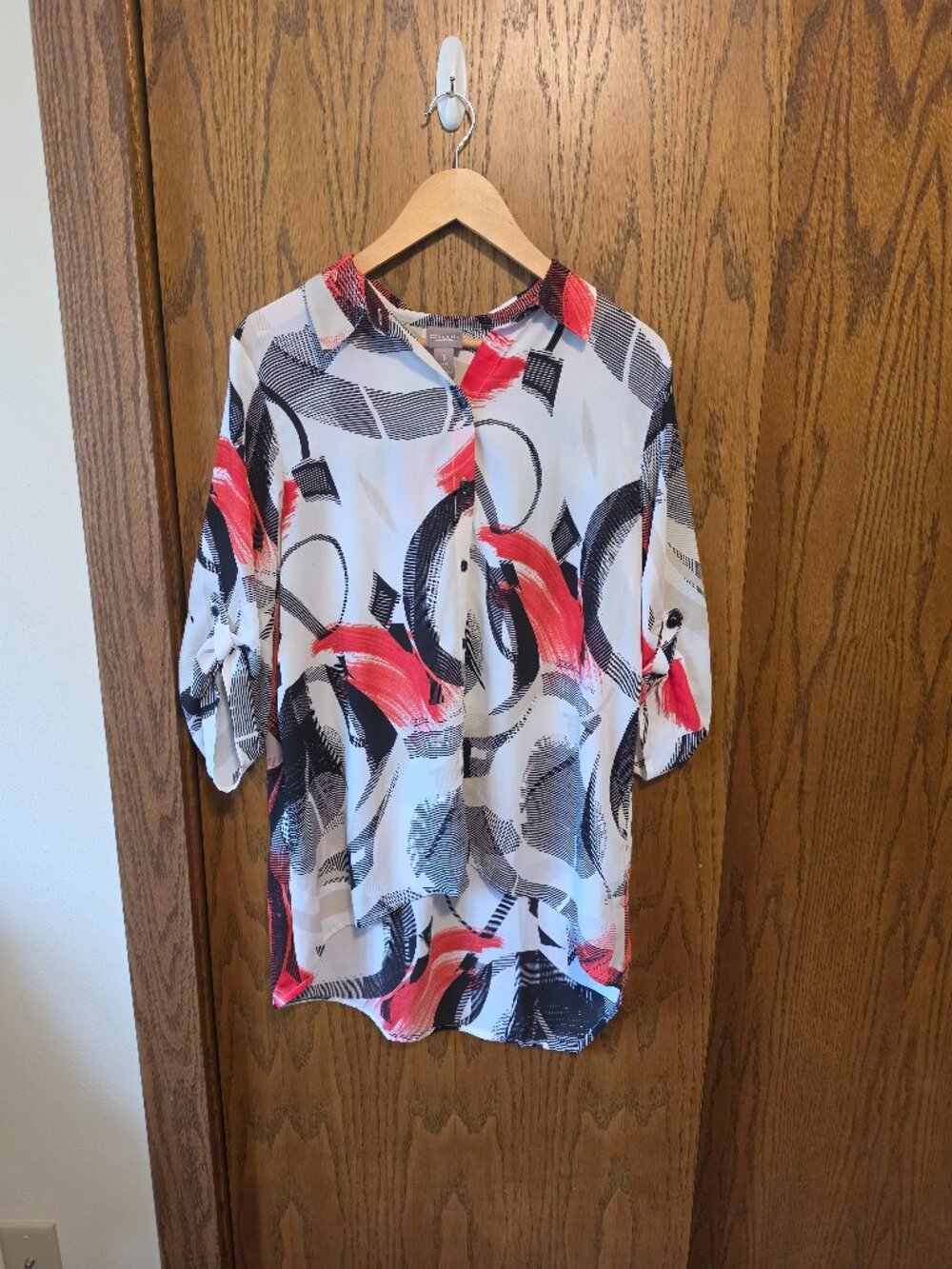 Chico’s Abstract Brushstroke High Low Tunic Shirt - Size 1 (M/8)